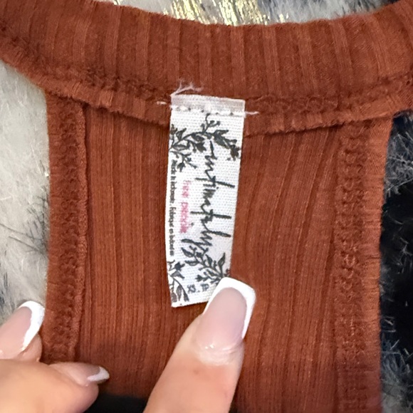 Free People Rust Ribbed Bodysuit - Picture 2 of 3